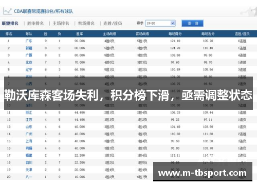 勒沃库森客场失利，积分榜下滑，亟需调整状态